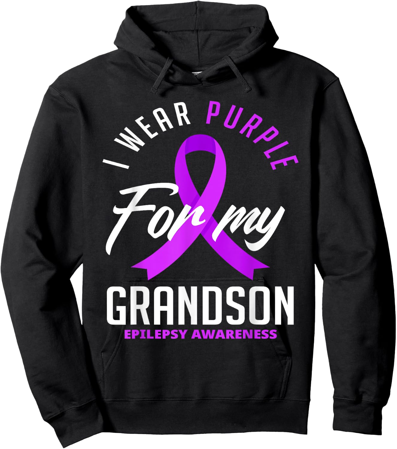 I Wear Purple For My Grandson Epilepsy Awareness Hoodie - Hoodie | Black