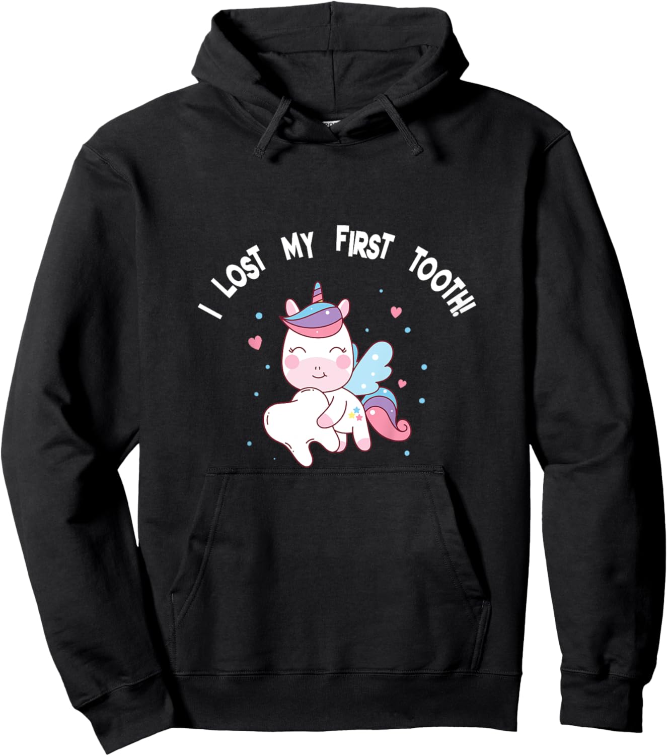Girls I Lost My First Tooth Unicorn Tooth Fairy Hoodie - Hoodie | Black