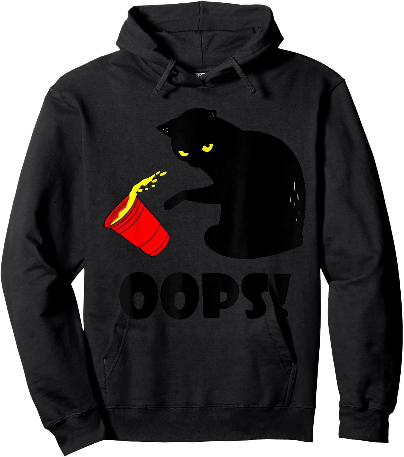 Cat Oops! Funny Black Cat Knocking Over A Glass Men Women Kids Hoodie - Hoodie | Black
