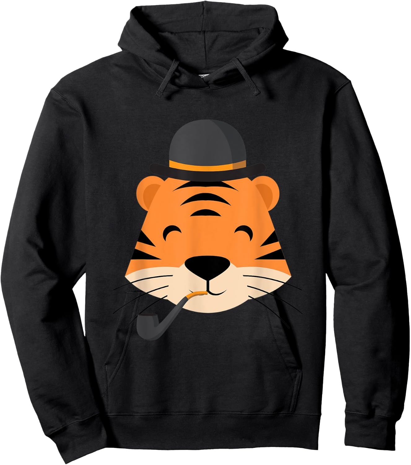Tiger With Smoking Pipe And Hat Funny Cartoon Hoodie - Hoodie | Black