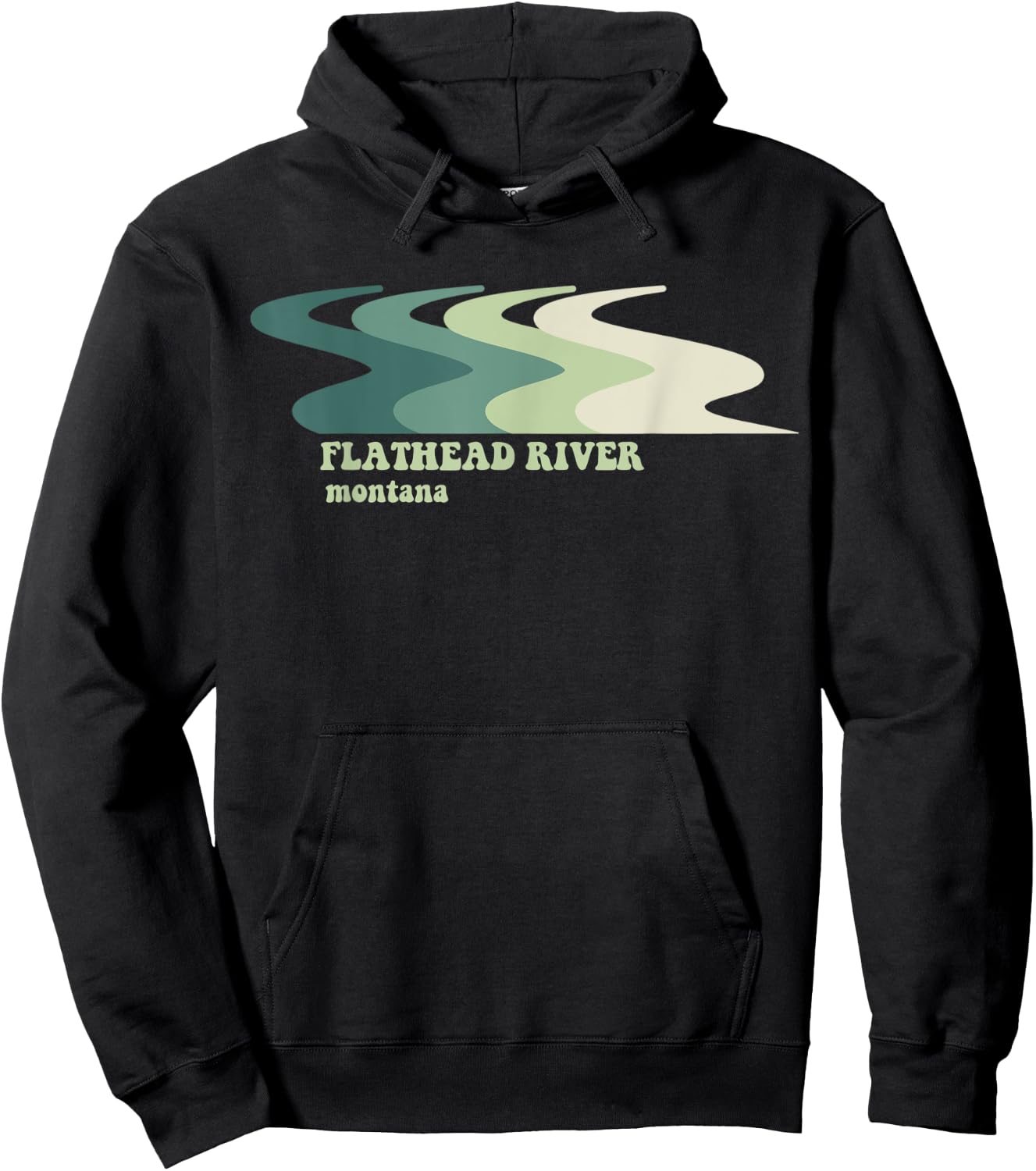 Flathead River Montana Hoodie - Hoodie | Black