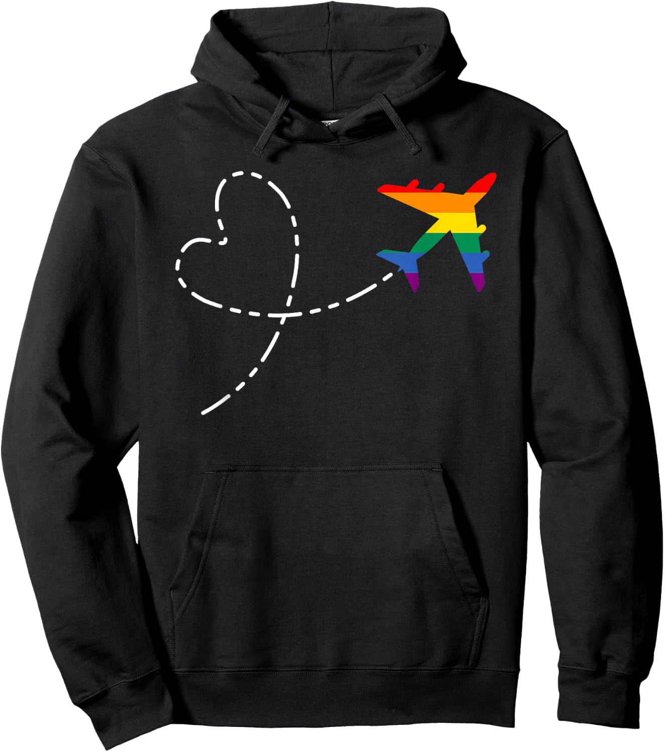 Airplane Rainbow Flag Flight Attendant Pilot LGBT Gay Pride Hoodie - Hoodie | Black
