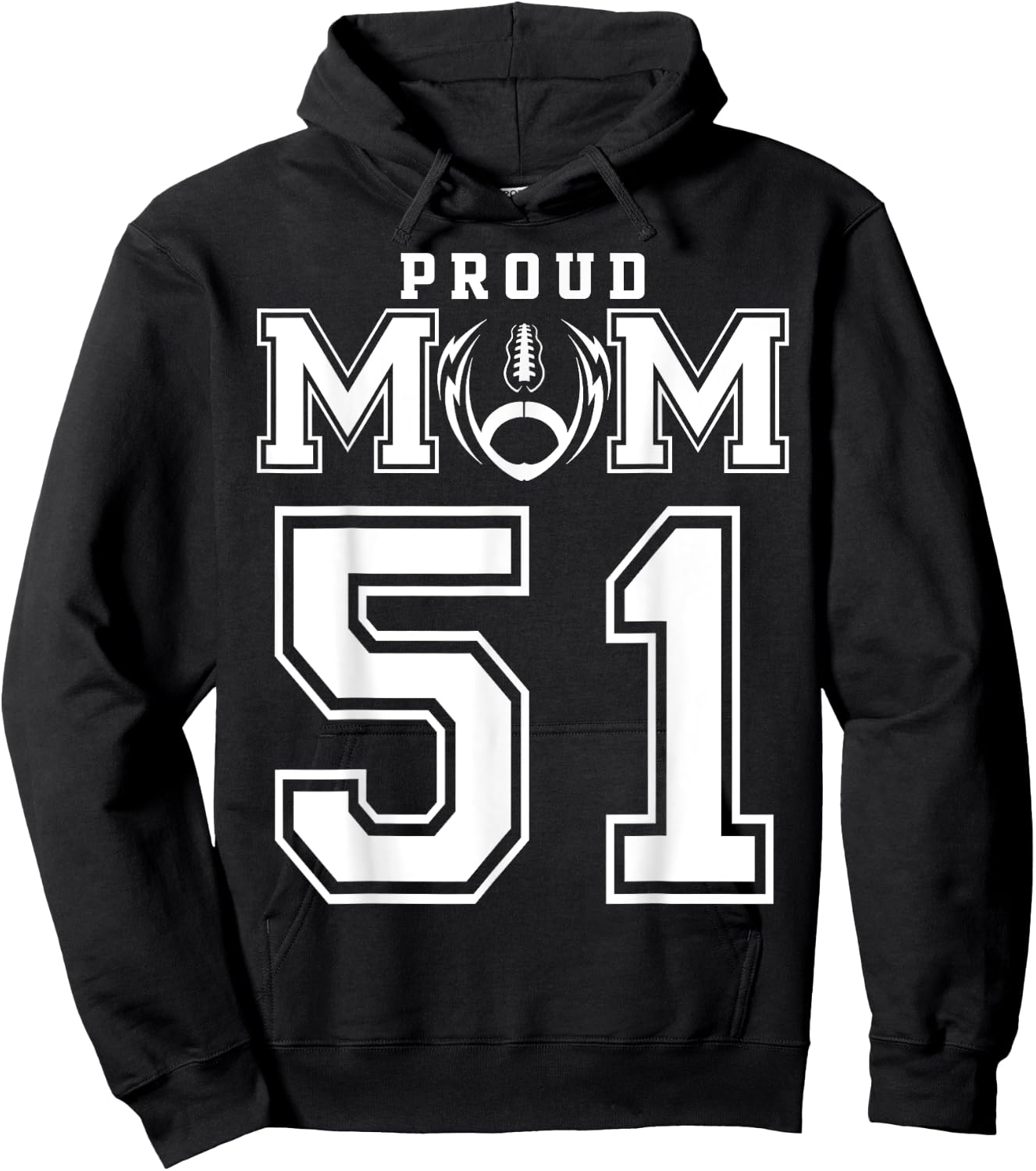 Custom Proud Football Mom Number 51 Personalized Hoodie - Hoodie | Black