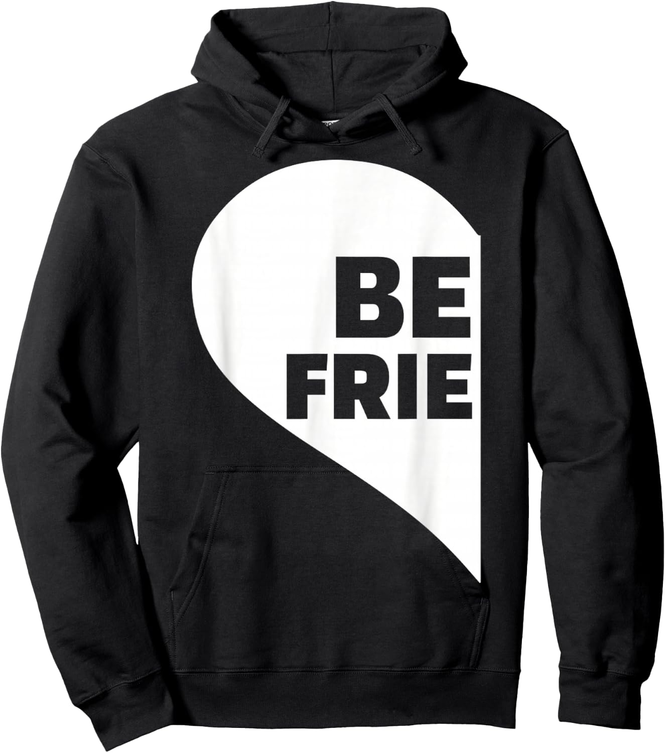 Best Friends Left Heart Half Hoodie - Hoodie | Black