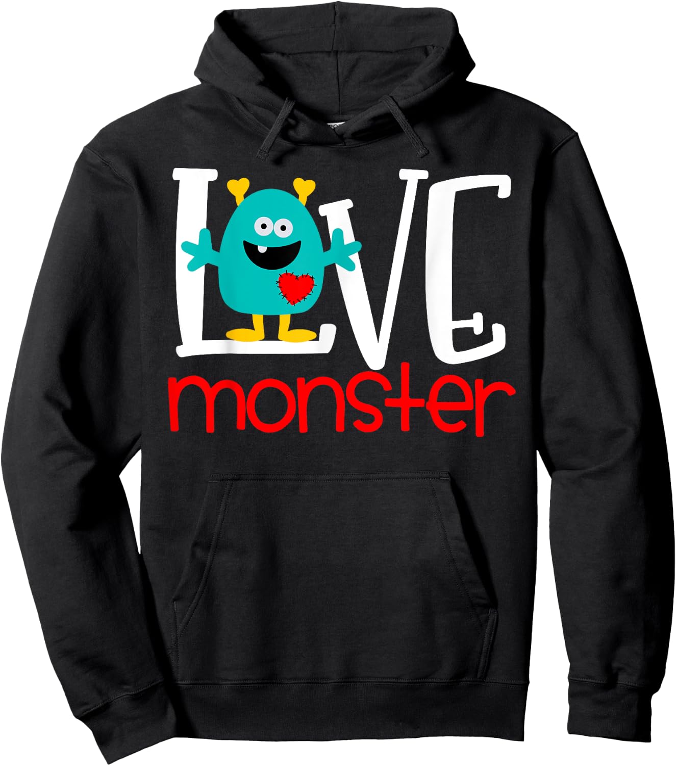 Cute Love Monster Valentine Hoodie - Hoodie | Black