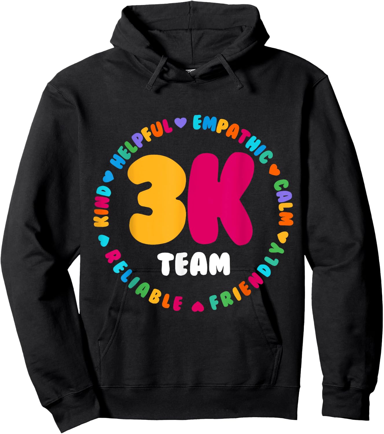 3K Team & Teacher Squad Threes Crew PreK Elementary Team Hoodie - Hoodie | Black
