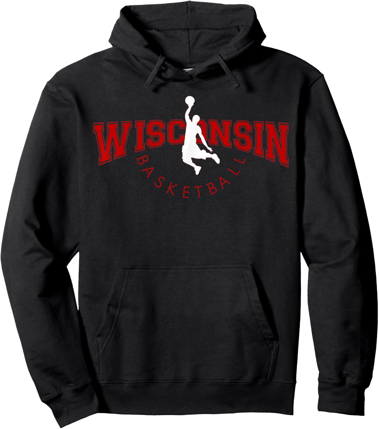 WI Hoops Fan The Badger State Souvenir Wisconsin Basketball Hoodie - Hoodie | Black