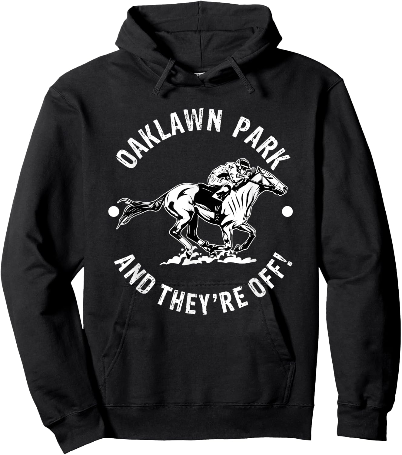 Horse Racetrack Designs Oaklawn Park AR Derby - Men's 3X-Large Black Short Sleeve Horse Racing Fan Equestrian AR Derby Hoodie - Hoodie | Black