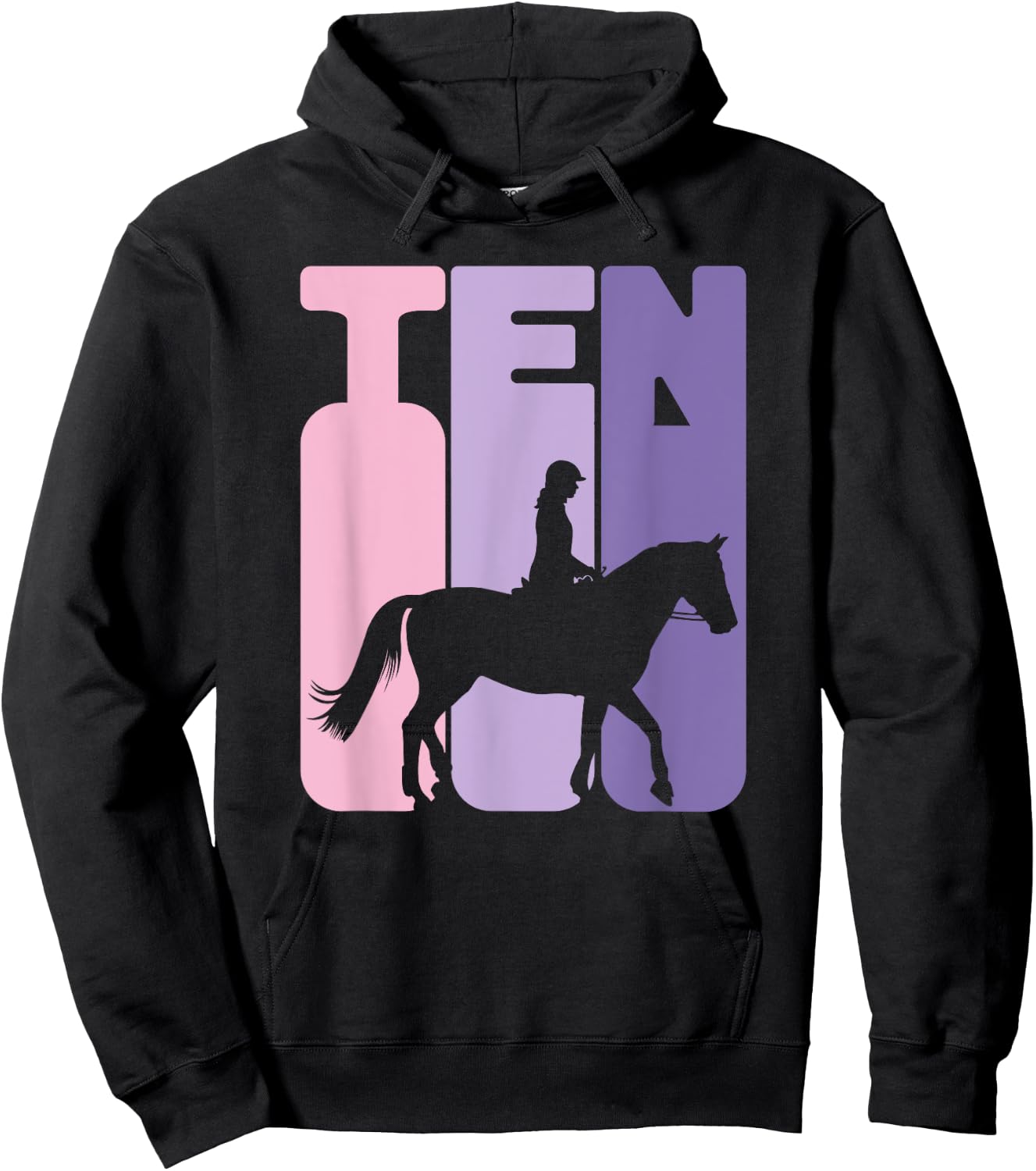 10th Birthday Horse Rider Girl Horse Fan 10 Years Girl Hoodie - Hoodie | Black