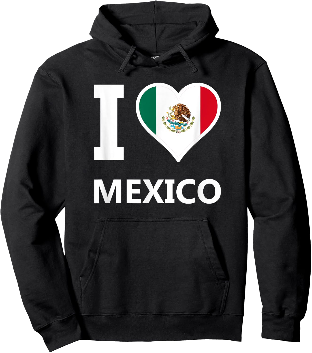 I Love Mexico Cinco de Mayo Bandera Mexicana Heart Mexicano Hoodie - Hoodie | Black