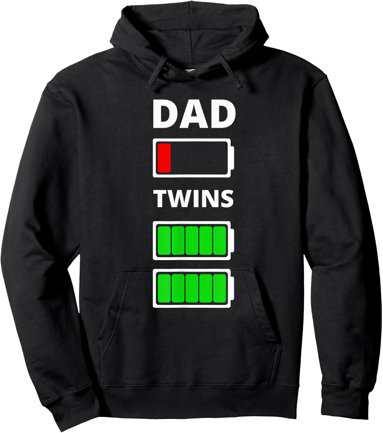 Dad Tired Low battery Twins Funny Hoodie - Hoodie | Black