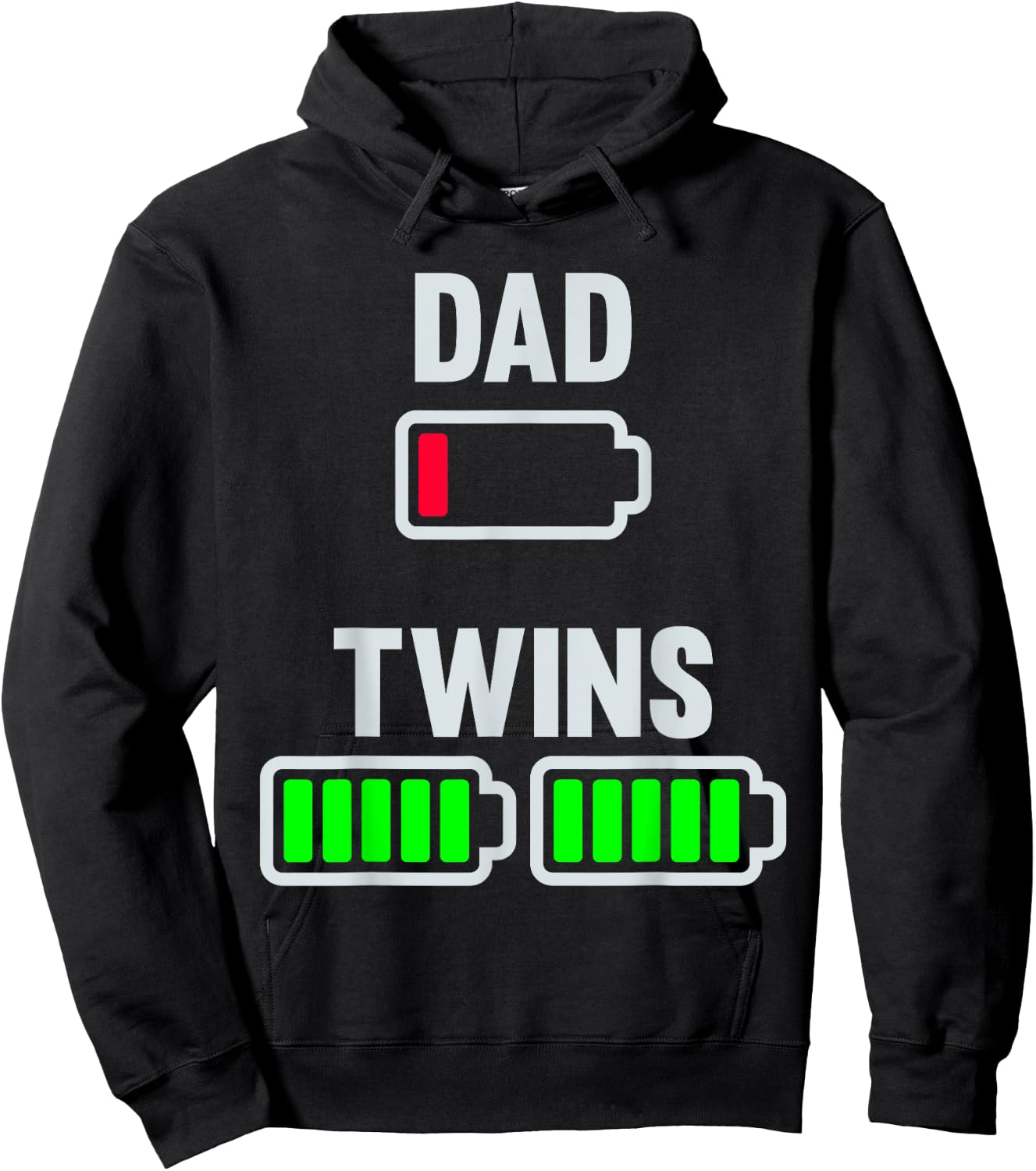 Tired Dad Low Battery Twins Full Charge Funny Daddy Gifts Hoodie - Hoodie | Black