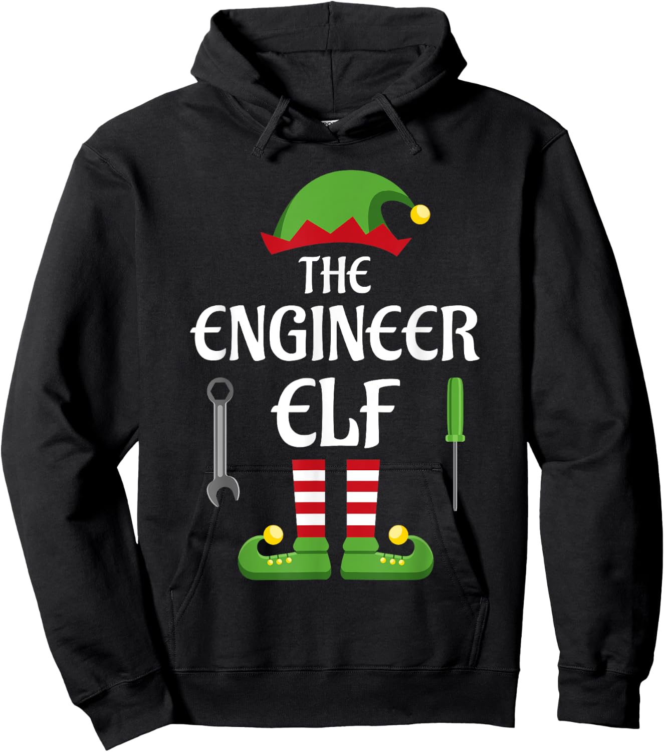 Engineer Elf Family Matching Group Christmas Hoodie - Hoodie | Black