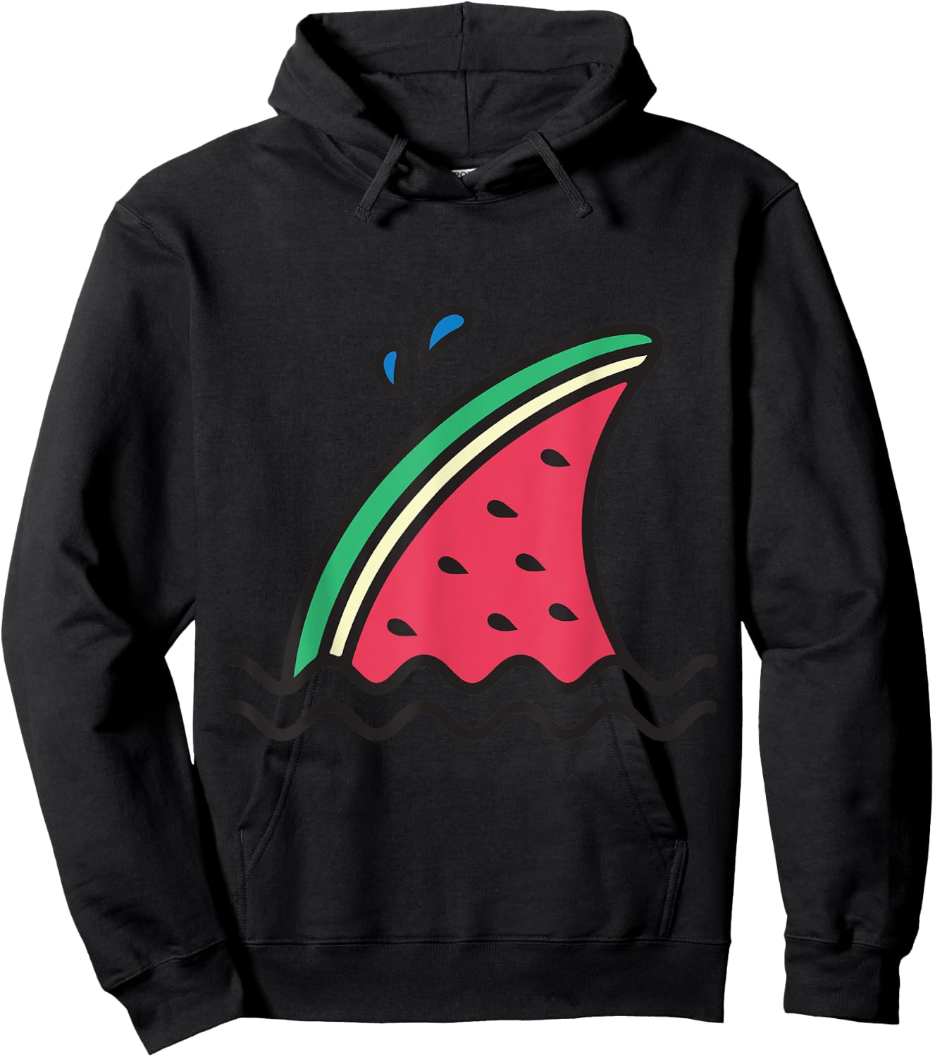 Kawaii Watermelon Shark Fin Funny Family Summer Vacation Women Girls Kids Hoodie - Hoodie | Black