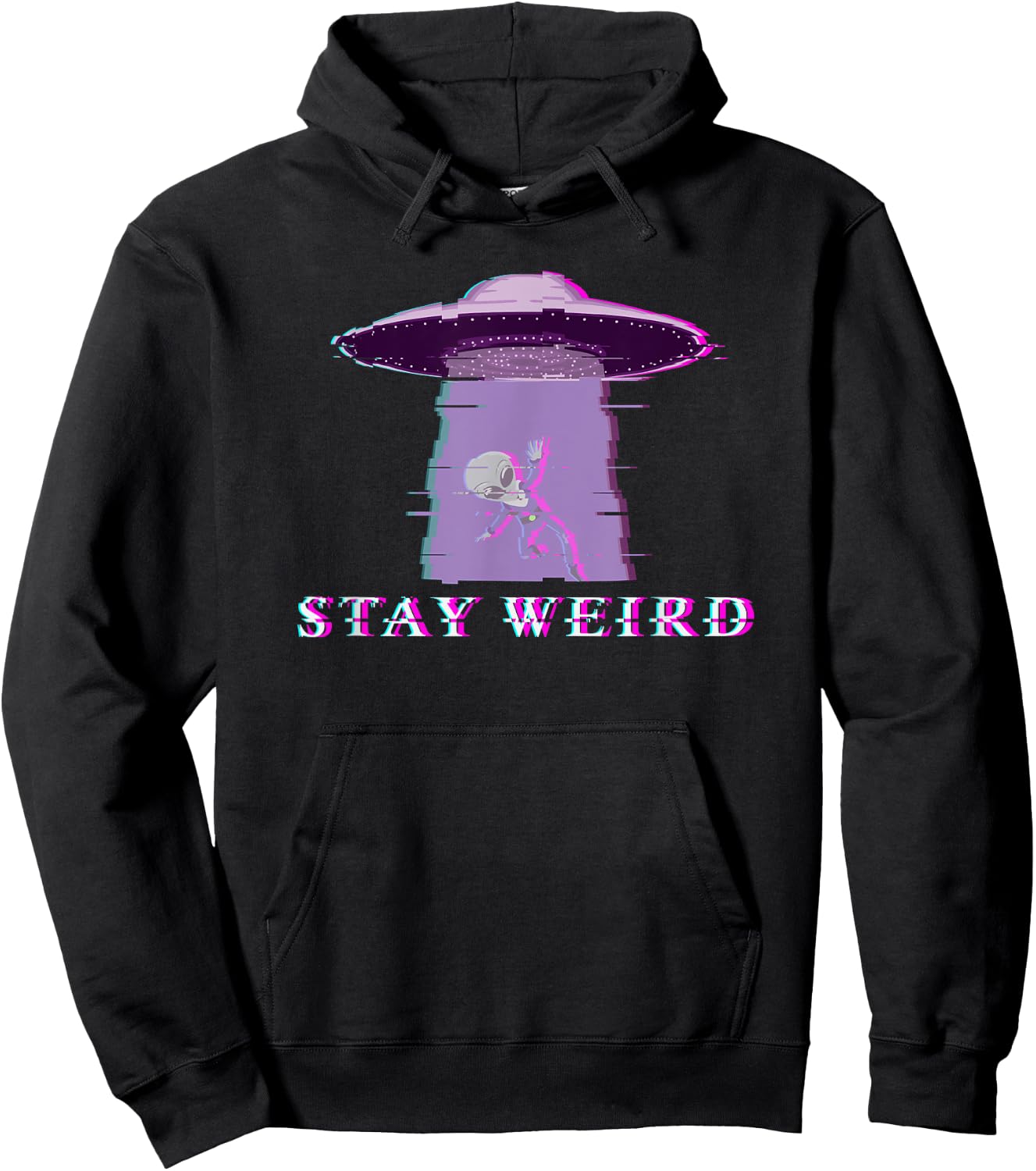 Alien Stay Weird UFO Vaporwave Hoodie - Hoodie | Black