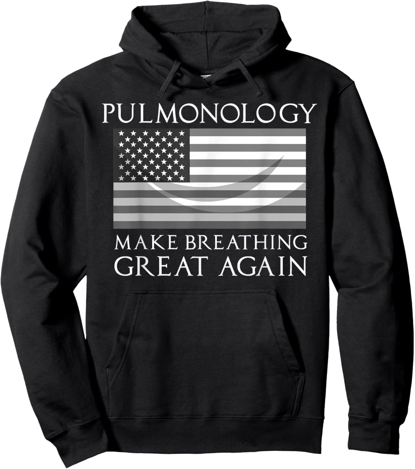 Funny Pulmonologist Gift Cool Pulmonology US Flag Doctors Hoodie - Hoodie | Black