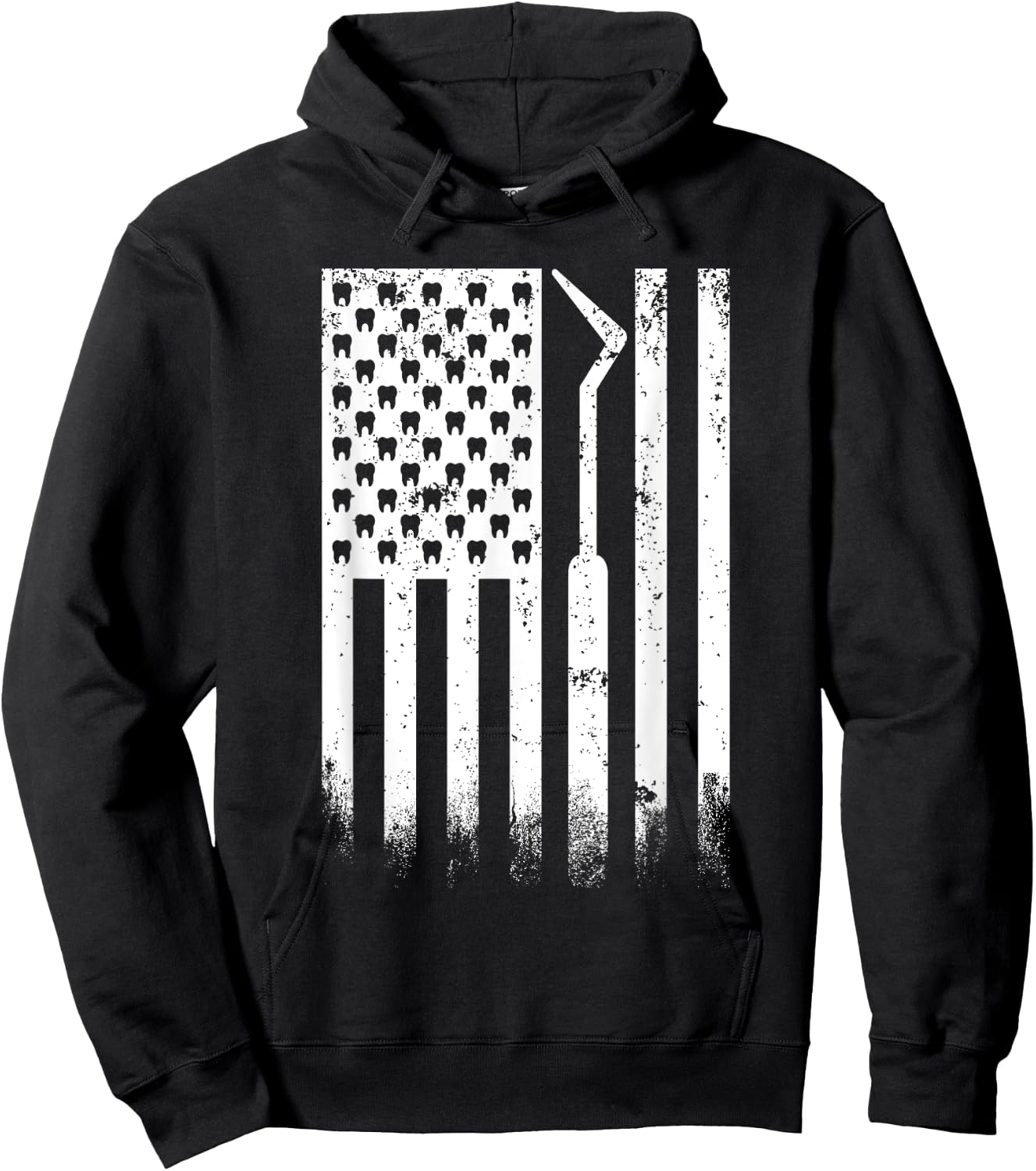 Patriotic Dentist American Flag USA Tooth US Flag dental Hoodie - Hoodie | Black