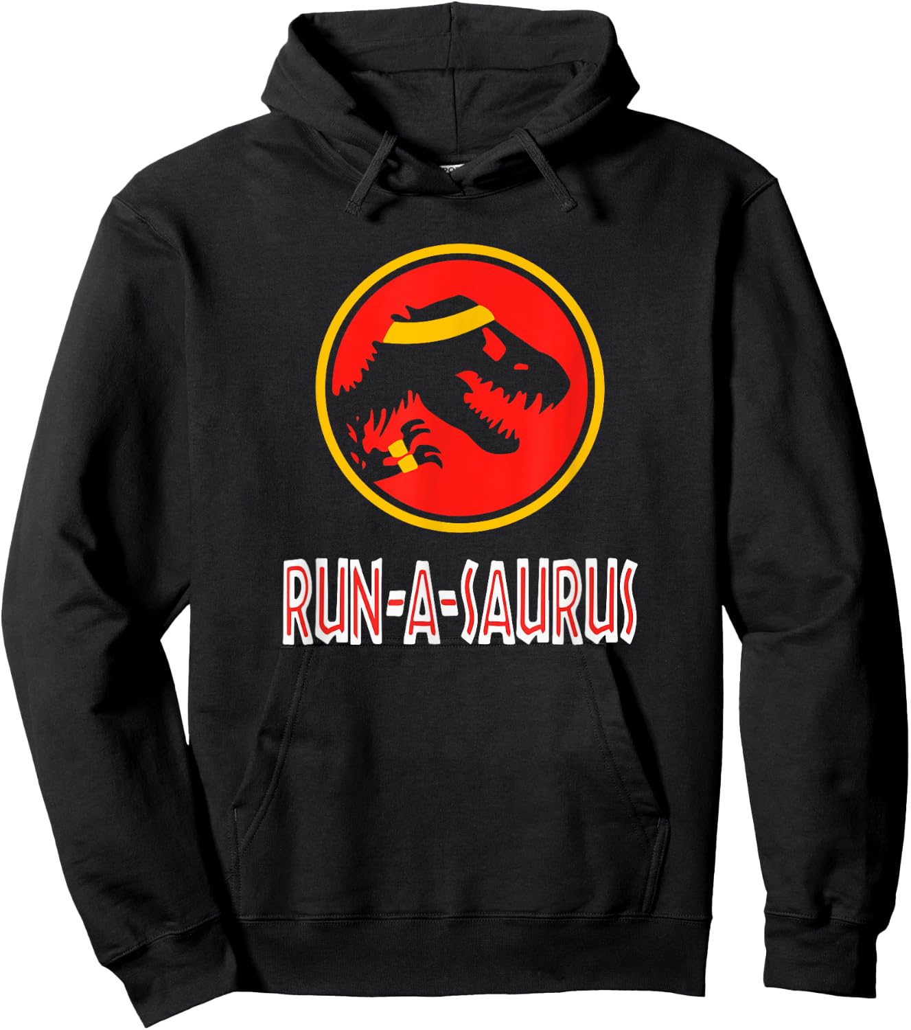 Funny Cute 5k 10k Dinosaur Run-A-Saurus Marathon Runner Hoodie - Hoodie | Black