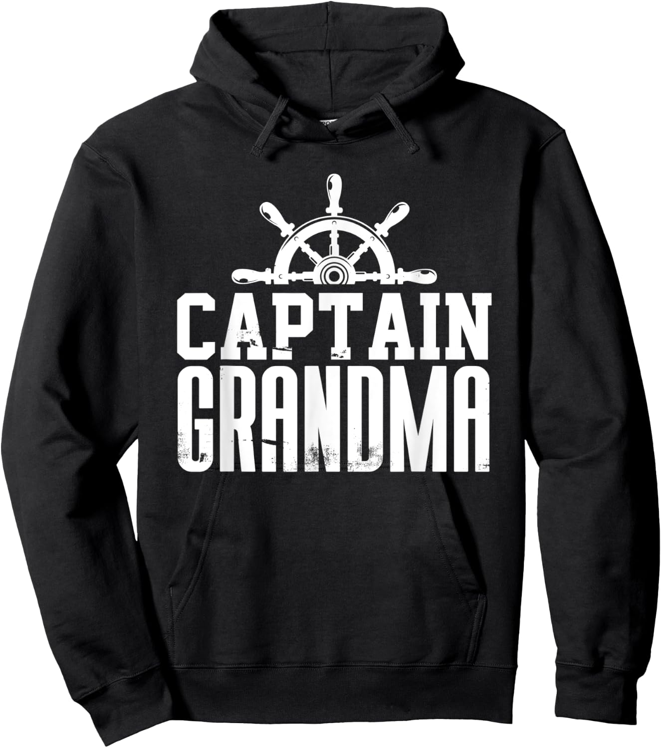 Captain Grandma Funny Family Sailing Boat Lover Ship Wheel Hoodie - Hoodie | Black