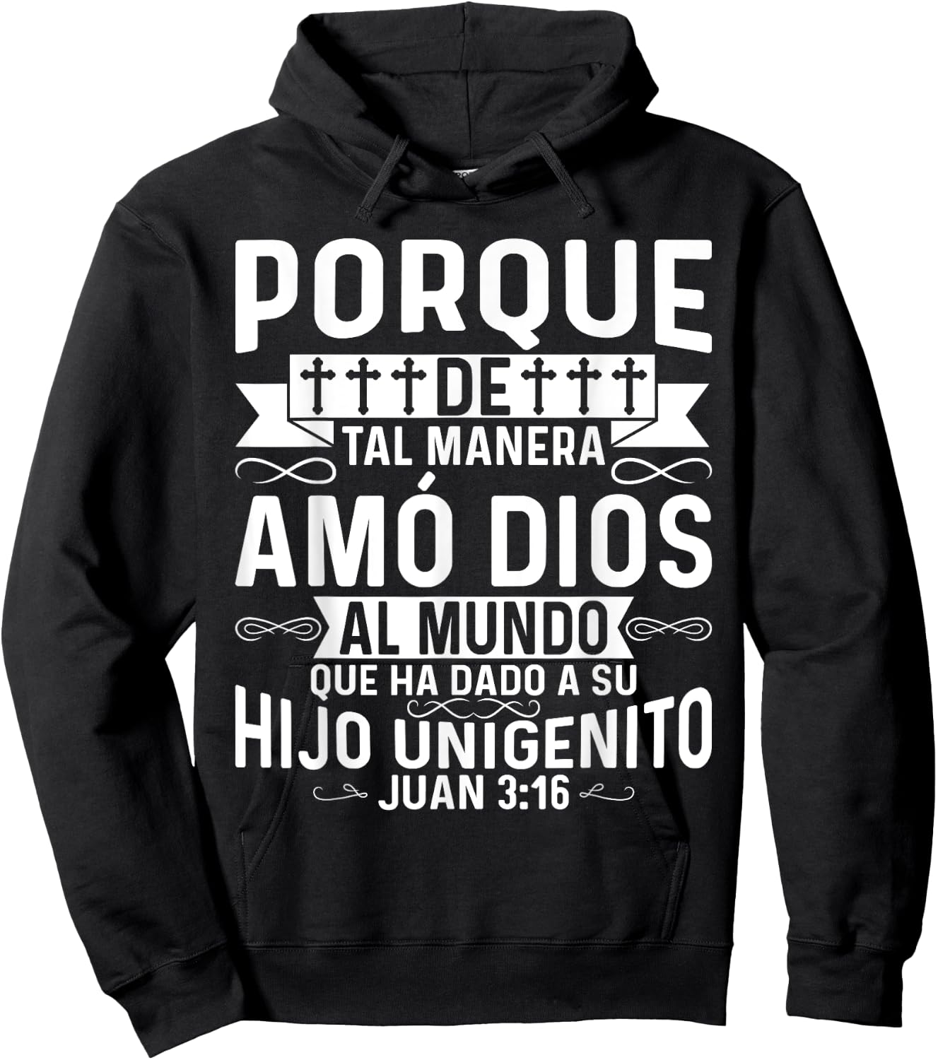 Camisetas Cristianas En Espanol Con Frases Biblia Juan 3:16 Hoodie - Hoodie | Black