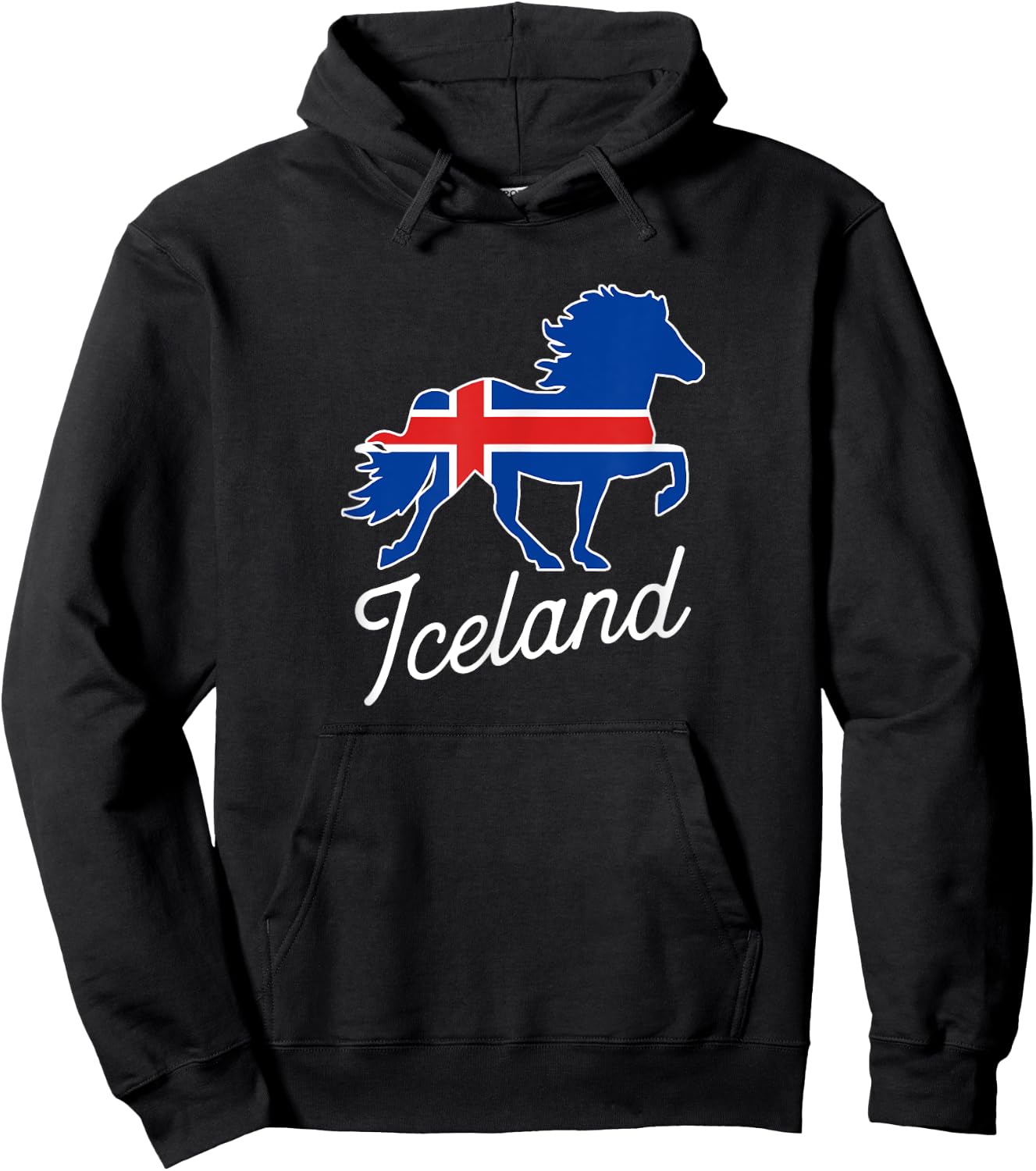 Flag of Iceland Shirt with Horse Hoodie - Hoodie | Black