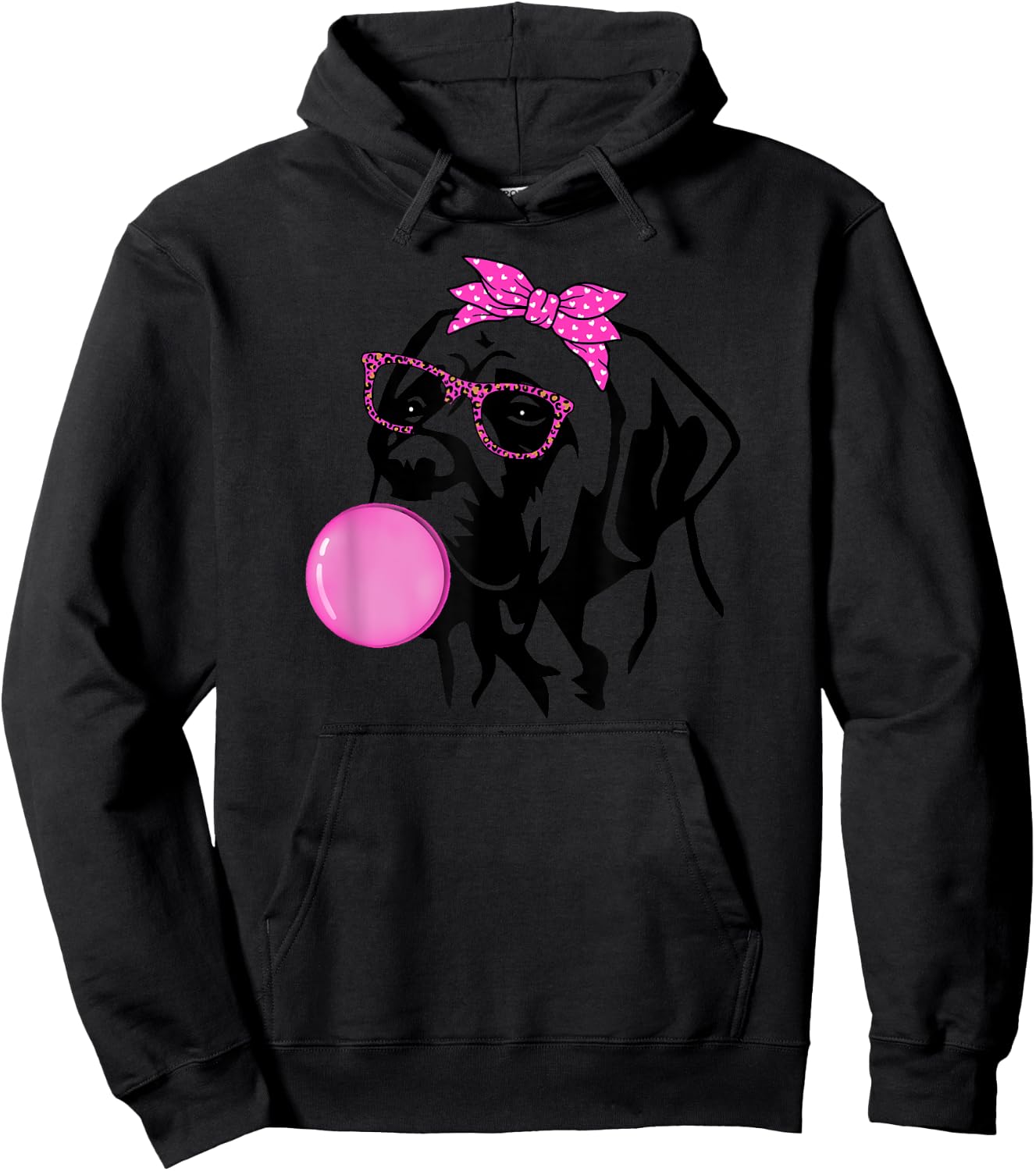 English Mastiff dog with bubble gum bandana glasses Hoodie - Hoodie | Black
