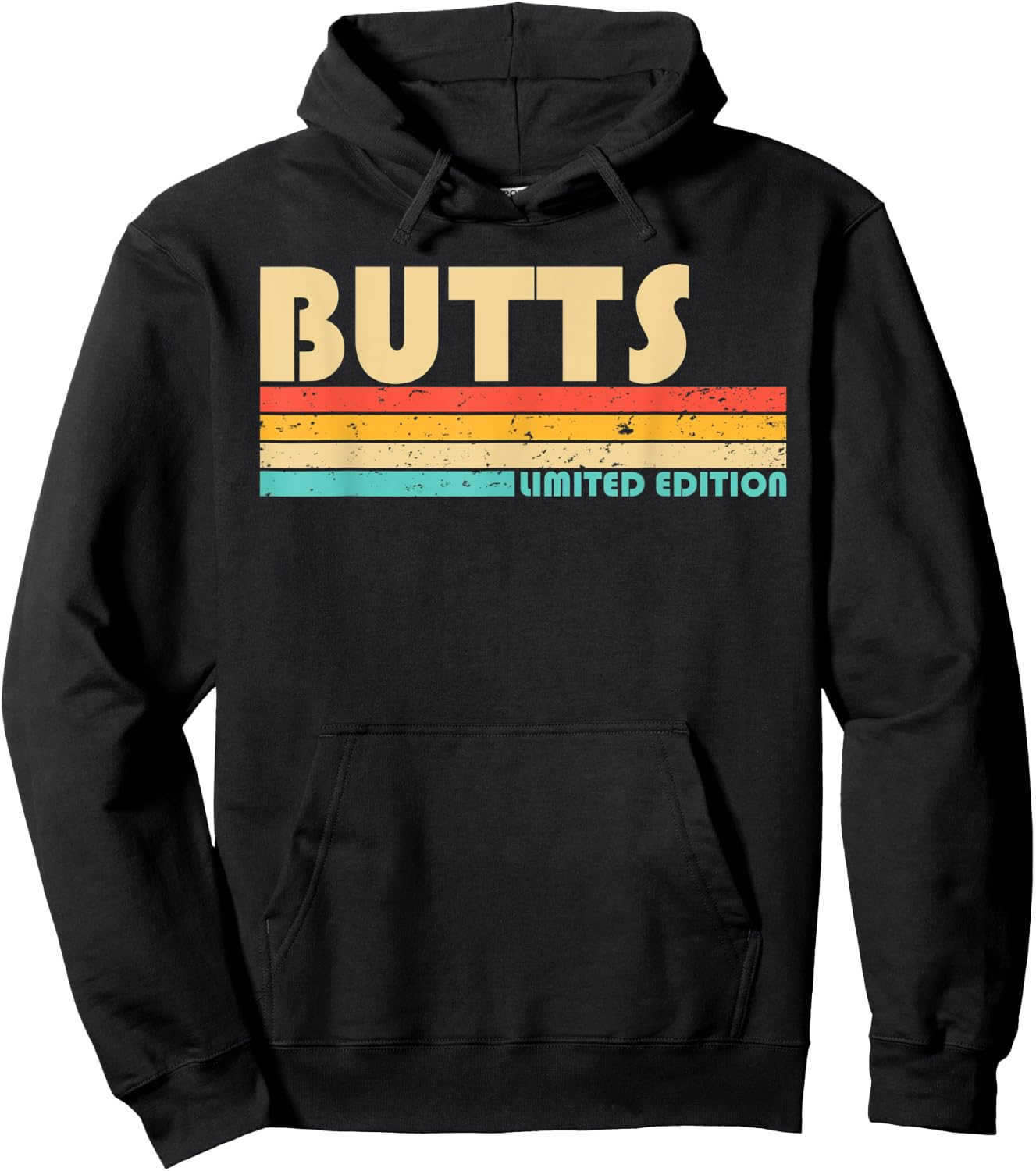 BUTTS Surname Funny Retro Vintage 80s 90s Birthday Reunion Hoodie - Hoodie | Black