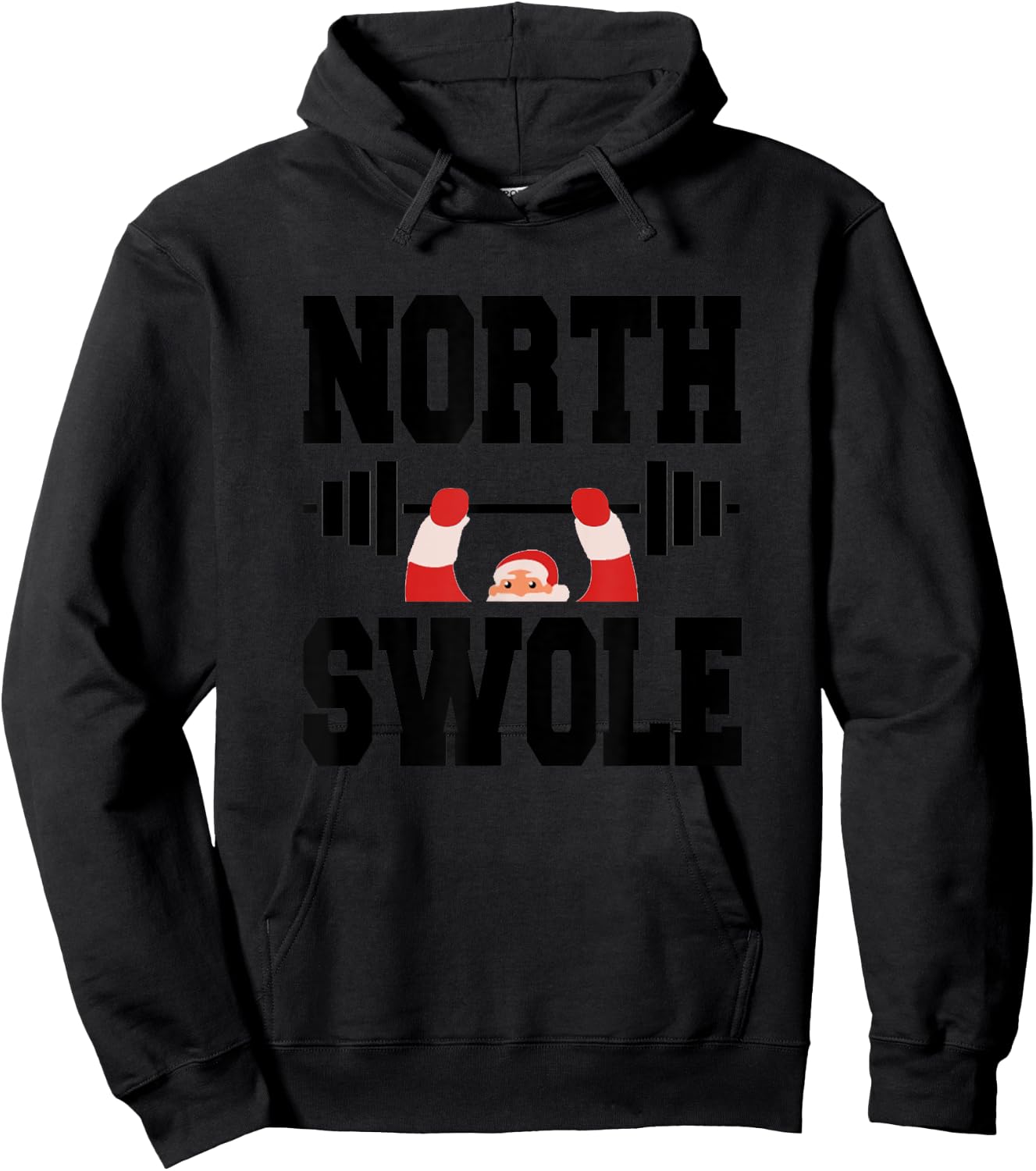 North Swole Merry Christmas Santa Claus Workout Gym Fitness Hoodie - Hoodie | Black