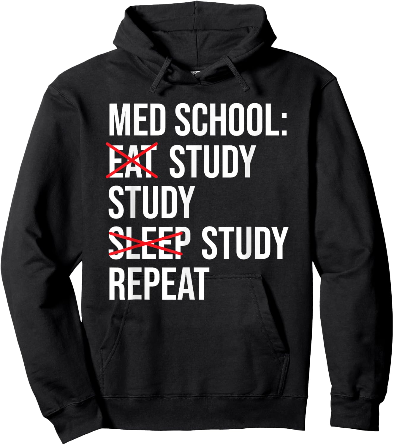 Med School Eat Study Sleep Repeat Funny Medical Student Hoodie - Hoodie | Black
