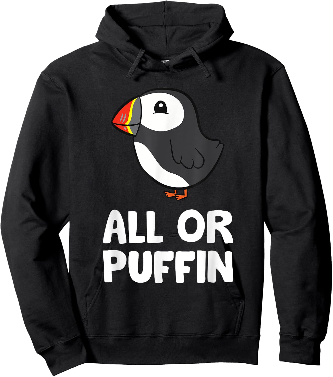 Funny Puffin Bird Gifts All Or Puffin -Adults and Kids Black Cartoon Puffin Small Hoodie - Hoodie | Black