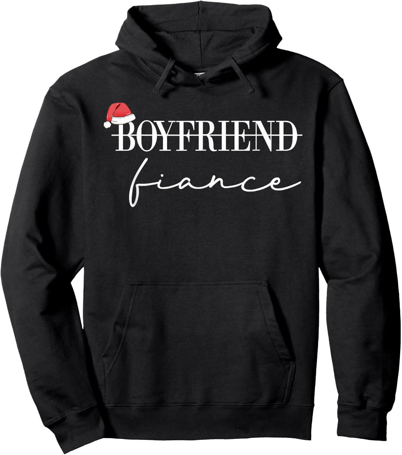 Xmas Boyfriend Fiance Christmas Newly Engaged Couple Pajamas Hoodie - Hoodie | Black