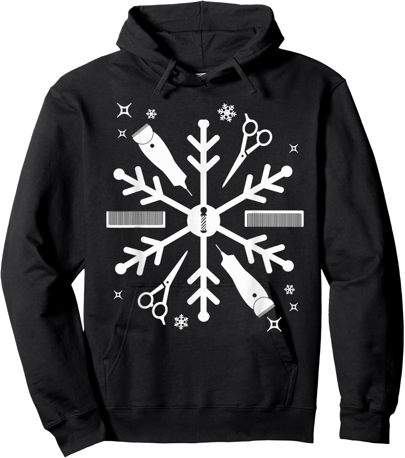 Funny Barber Shirt Christmas Snowflake Hair Stylist Hoodie - Hoodie | Black