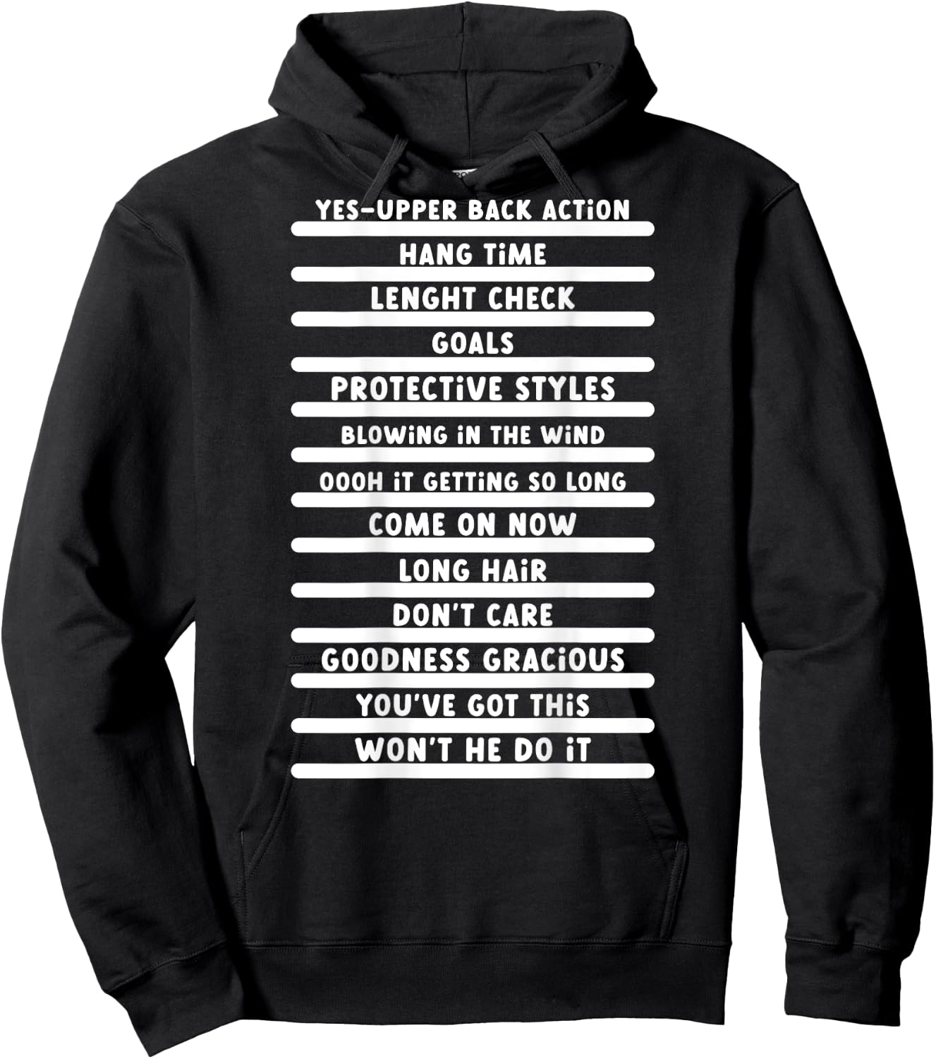 Track Your Long Natural Hair - Length Check Hair Backprint Hoodie - Hoodie | Black