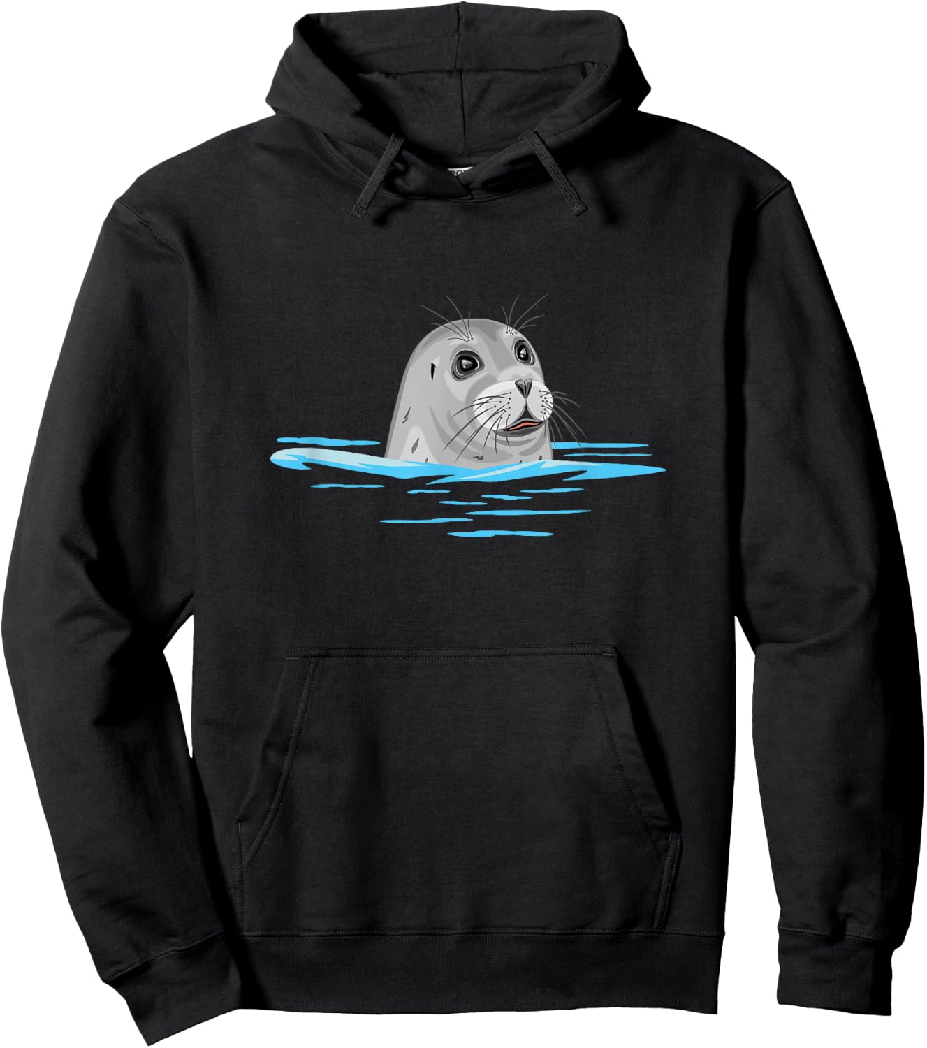 Cute floating seal. Seal in the sea Hoodie - Hoodie | Black