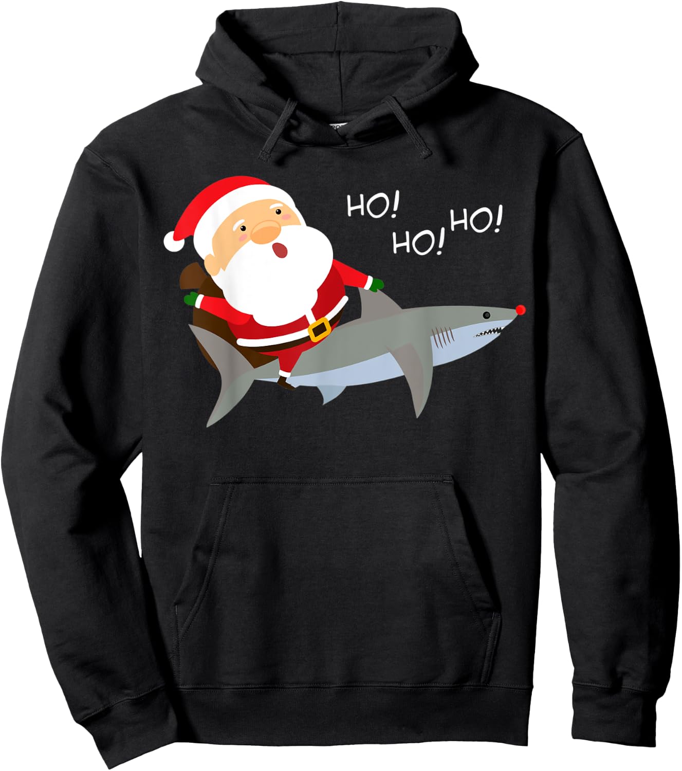 Santa Riding Shark Shirt | Xmas Christmas Gift Hoodie - Hoodie | Black