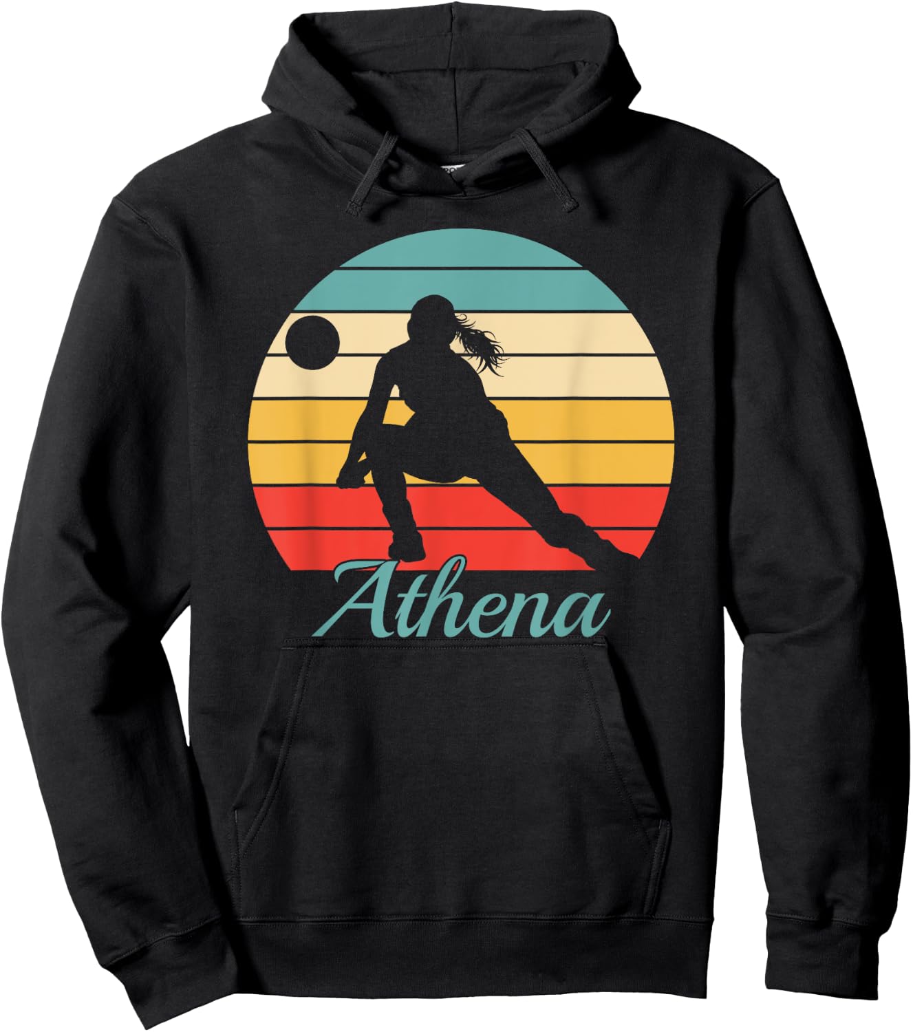 Athena Name Gift Personalized Volleyball Hoodie - Hoodie | Black