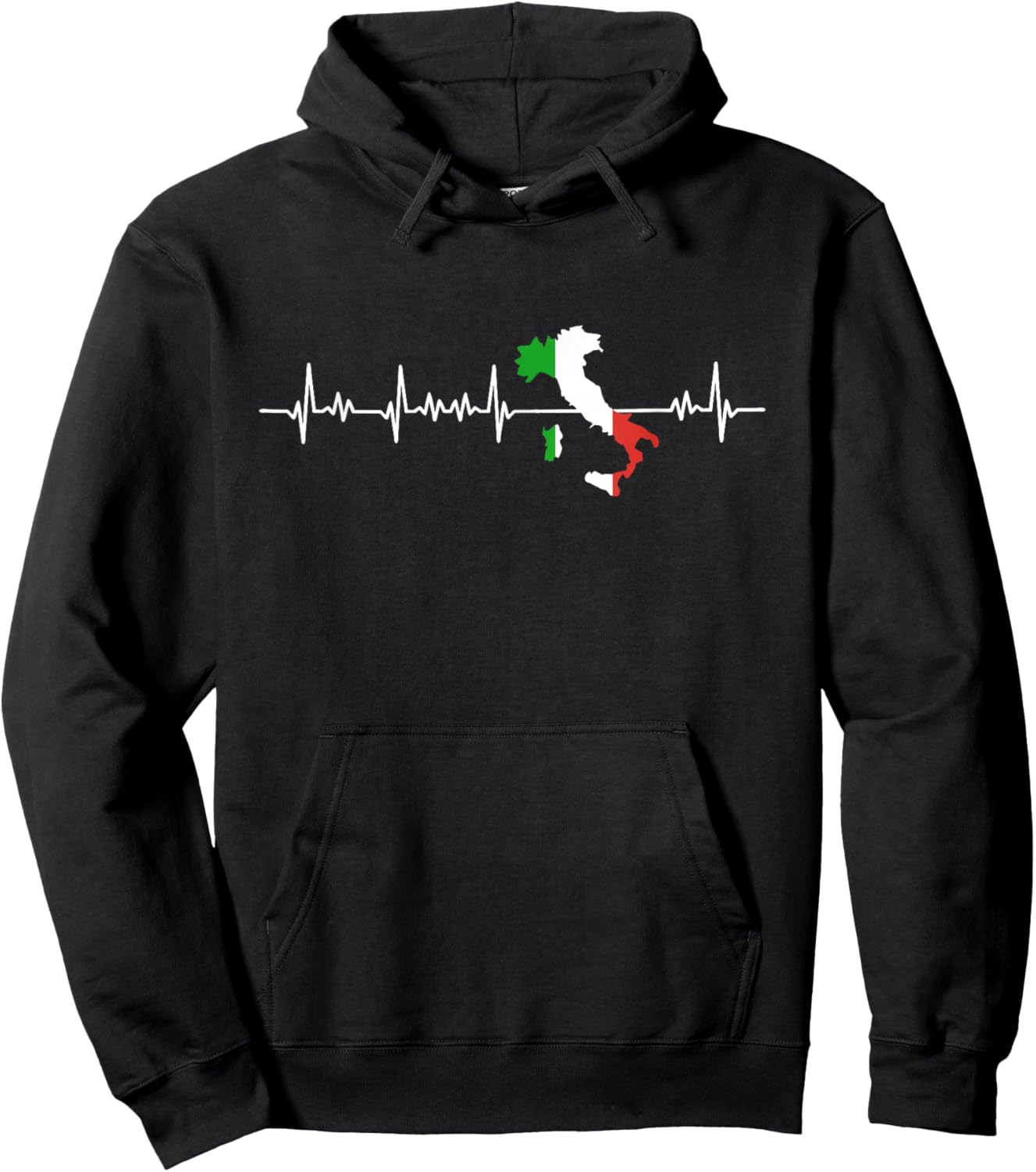 Heartbeat Italy Italian Flag Hoodie - Hoodie | Black