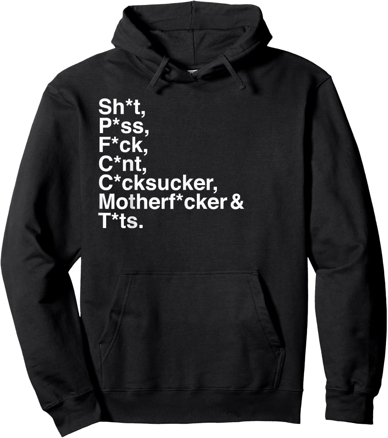 Profanity, Seven Obscene Words, Ironic Censored Helvetica Hoodie - Hoodie | Black