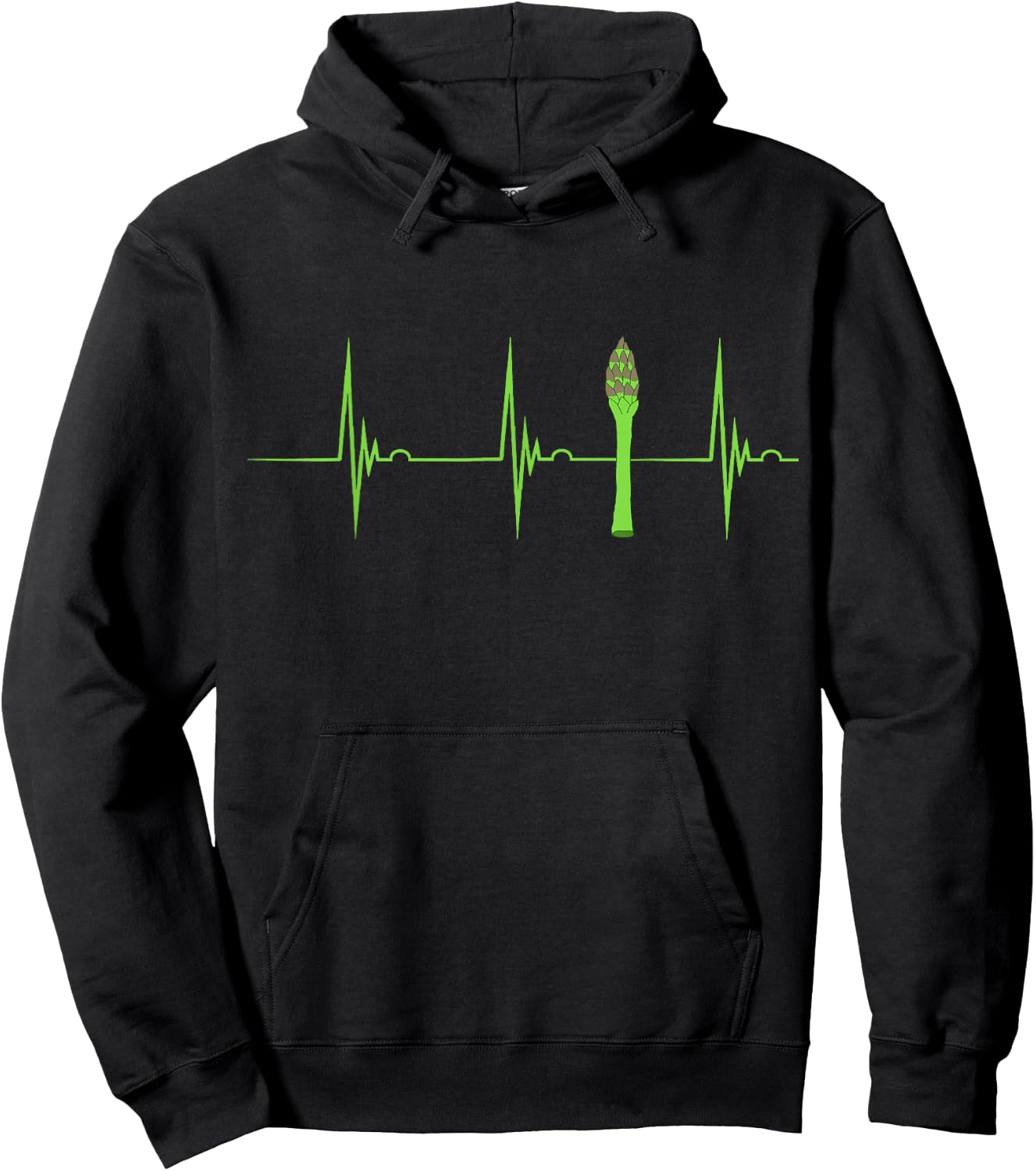 Asparagus Heartbeat EKG Pulse Vegan Food Green Vegetarian Hoodie - Hoodie | Black