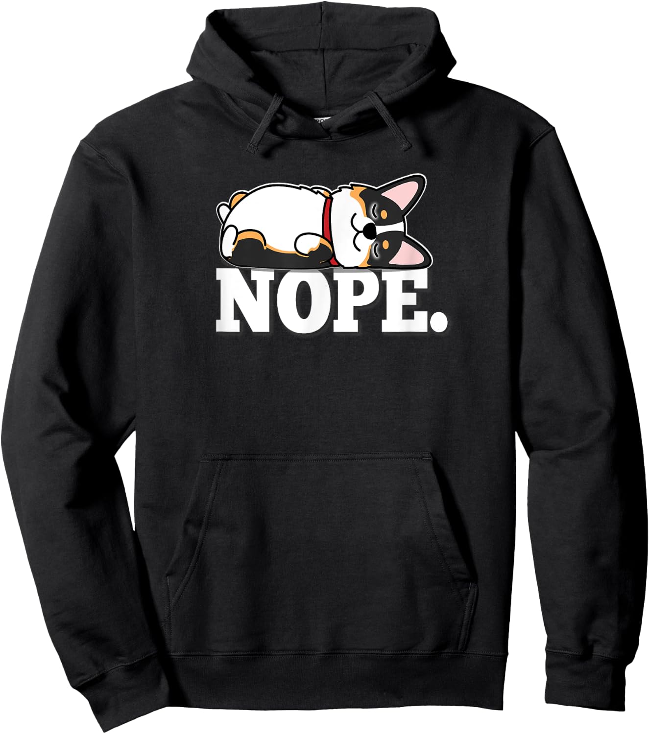 Kawaii Napping NOPE Black Tricolor Corgi Lover Hoodie - Hoodie | Black