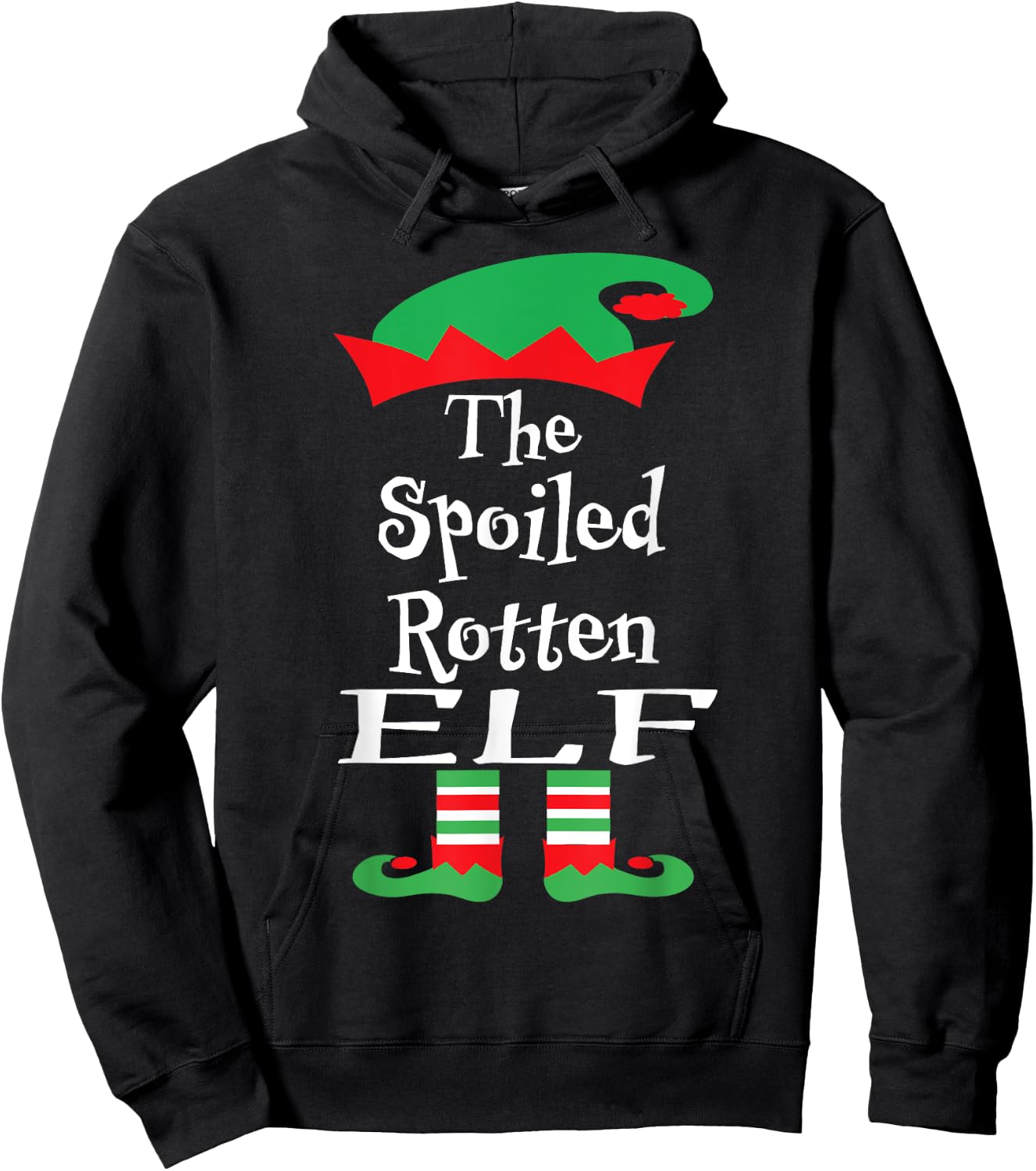 Funny The Spoiled Rotten Elf Shirt Christmas Matching Family Hoodie - Hoodie | Black