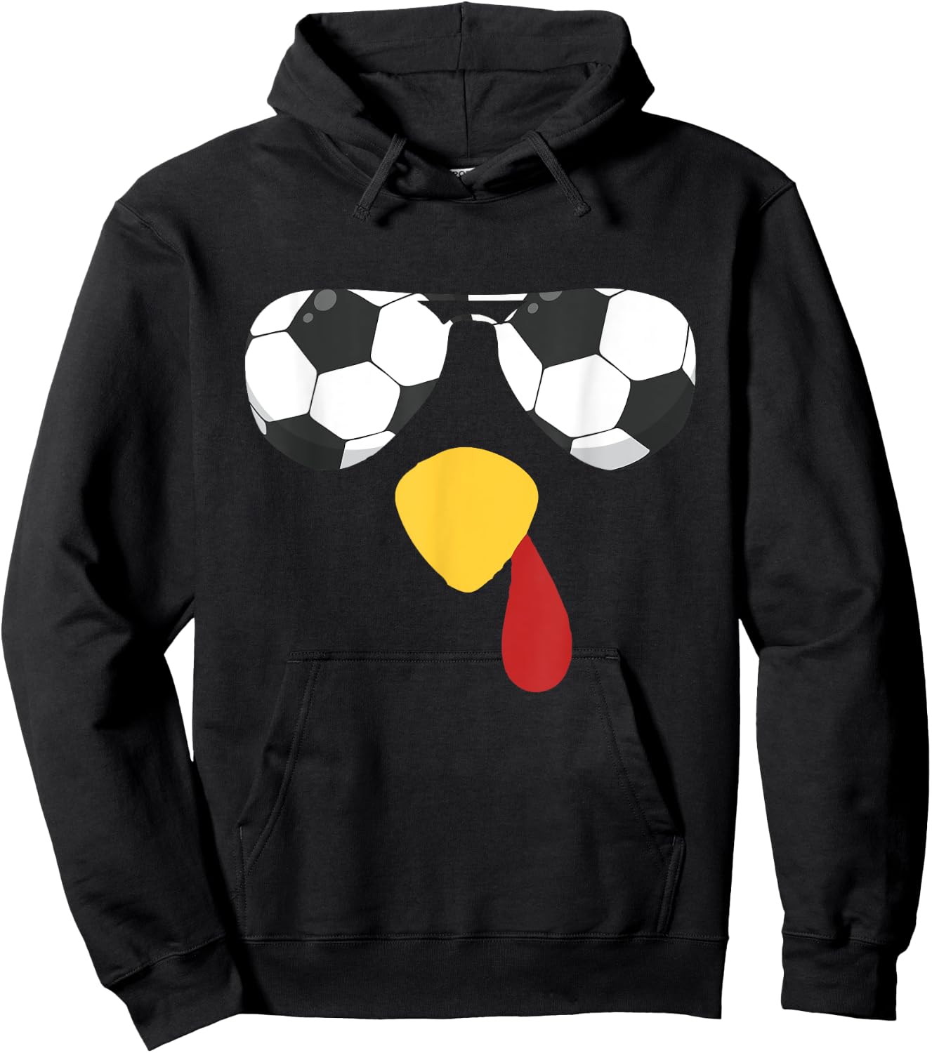 Cool Turkey Face With Soccer Sunglasses Thanksgiving Hoodie - Hoodie | Black