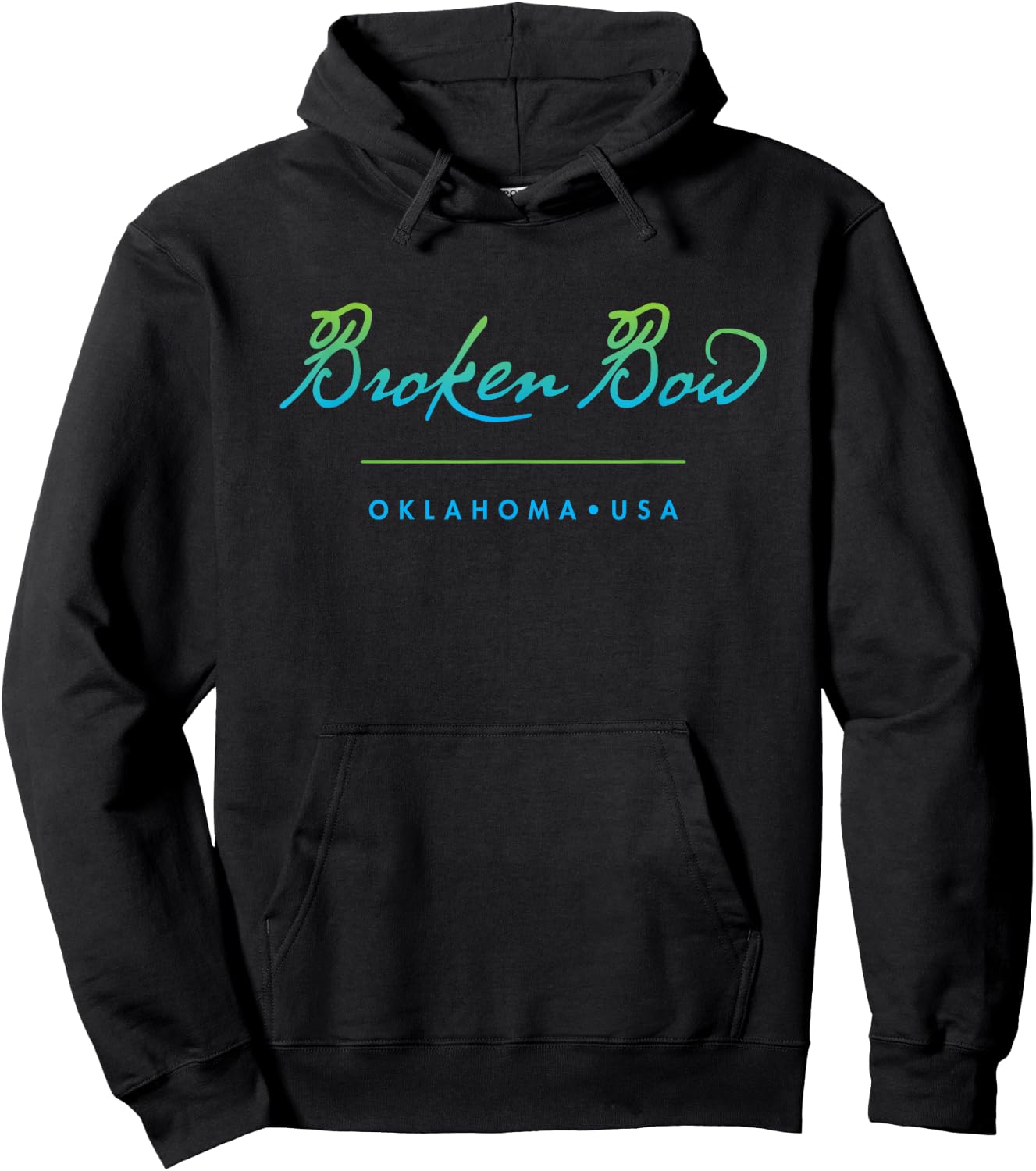 Broken Bow Oklahoma Typographic Design Hoodie - Hoodie | Black