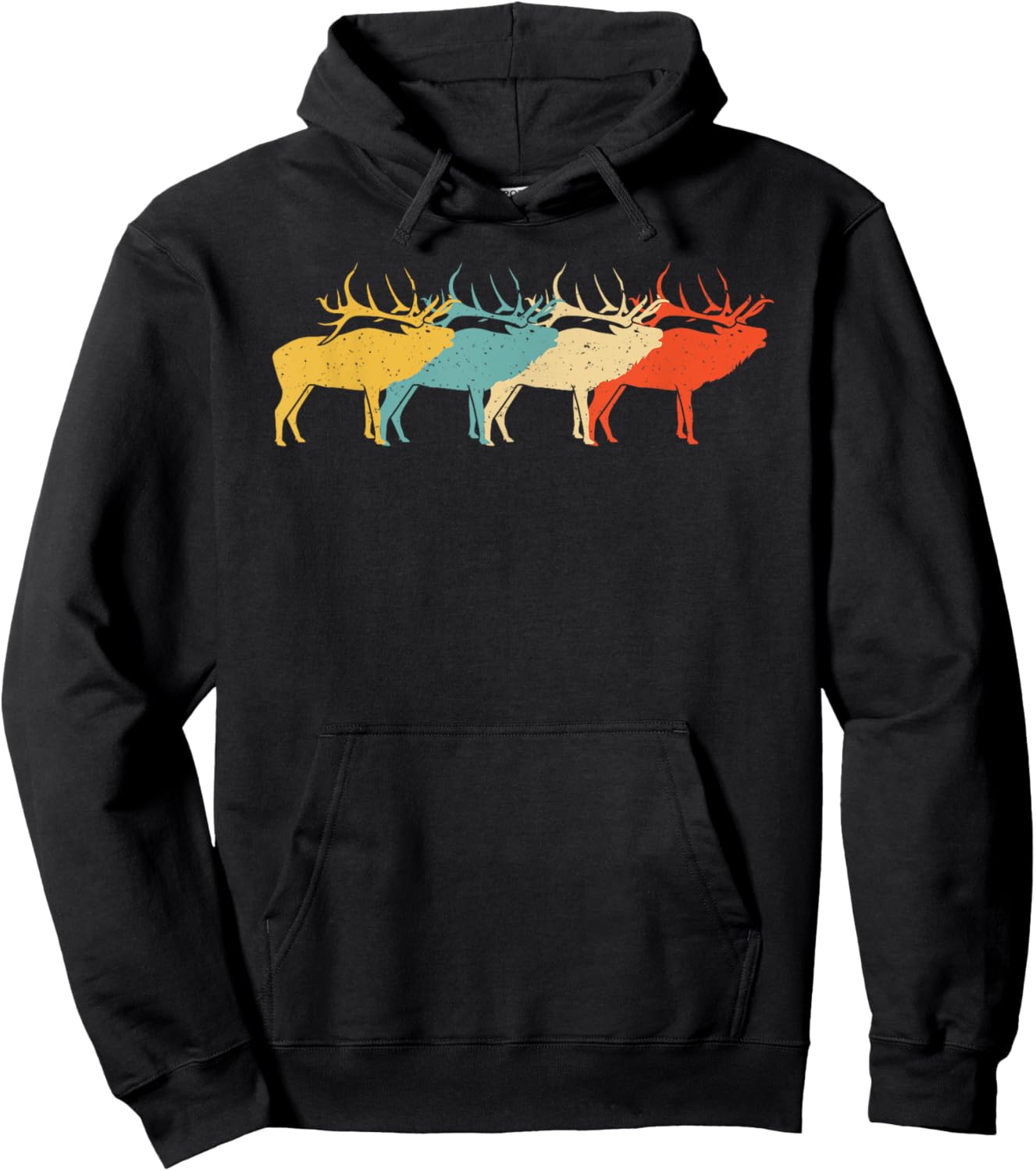 Caribou Vintage Retro Stag Doe Deer Lover 60s 70s Gift Hoodie - Hoodie | Black