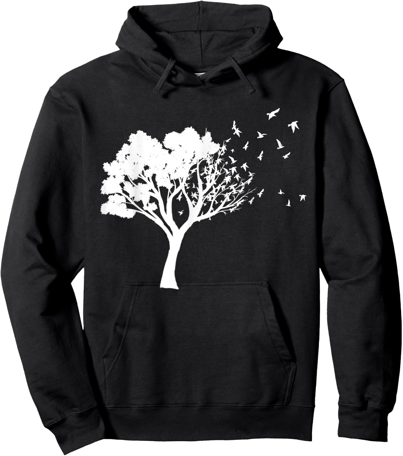 White Tree And Birds Flying Away Free In Nature Silhouette Hoodie - Hoodie | Black