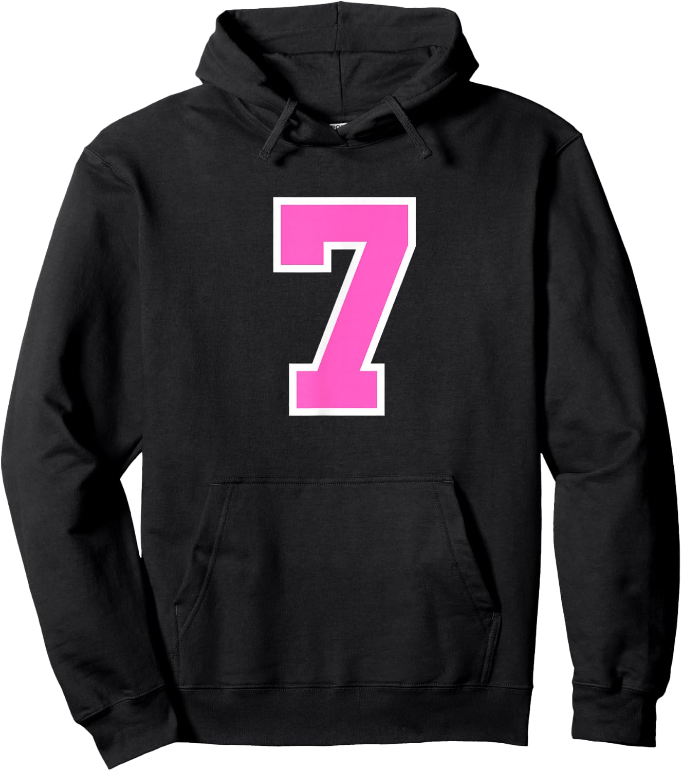 Pink Sports Team Number #7 Hoodie - Hoodie | Black