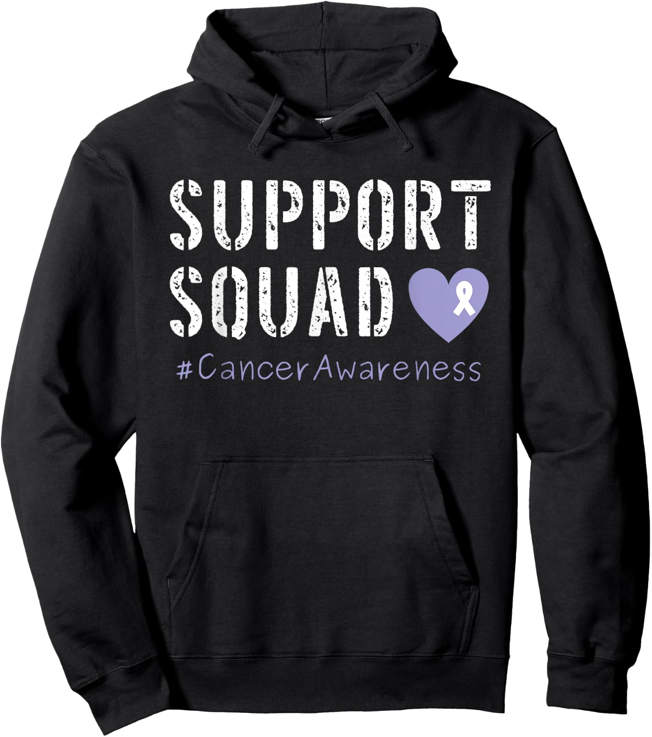 Lavender Ribbon Men Women Kids Boys Girls Cancer Awareness Hoodie - Hoodie | Black