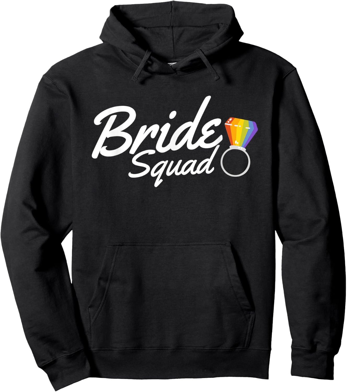 LGBTQ bride squad rainbow wedding ring pride gay lesbien Hoodie - Hoodie | Black