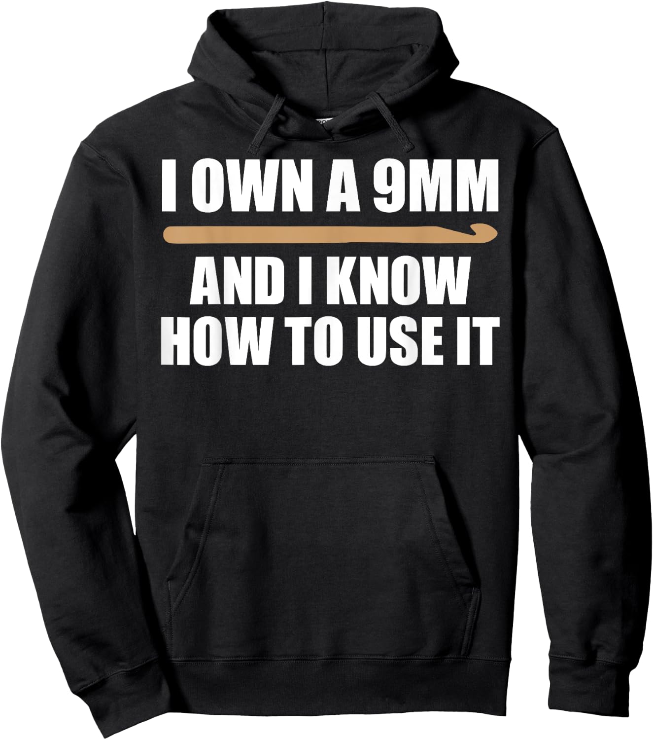 Funny Crochet Men 9mm Crochet Hook Yarn Crocheter Hoodie - Hoodie | Black