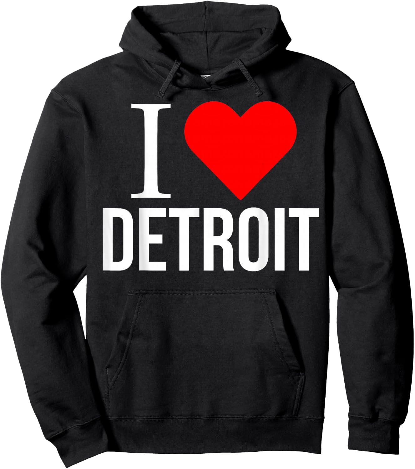 I Love Detroit Red Heart Hoodie - Hoodie | Black